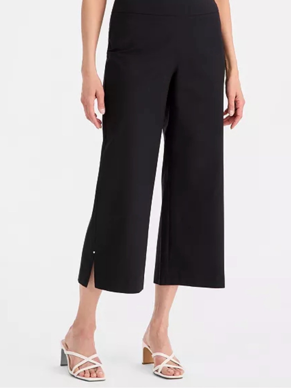 NWT! JM Collection Women's Mid-Rise Pull-on Wide-Leg Black Capri Pants Size XL